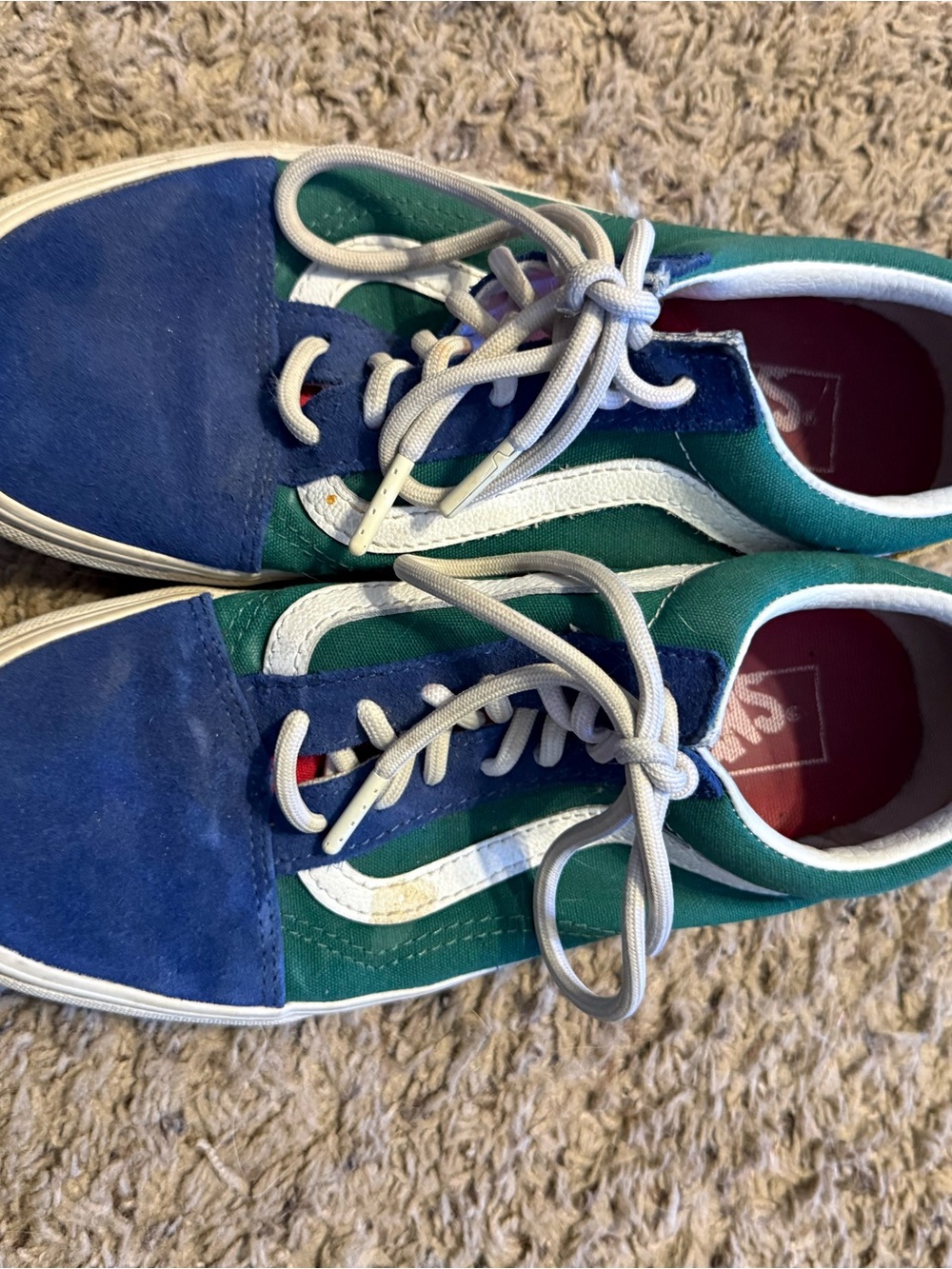 Vans Blue and Green Two-Tone Low Top Sneakers